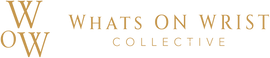 A gold logo and brand name